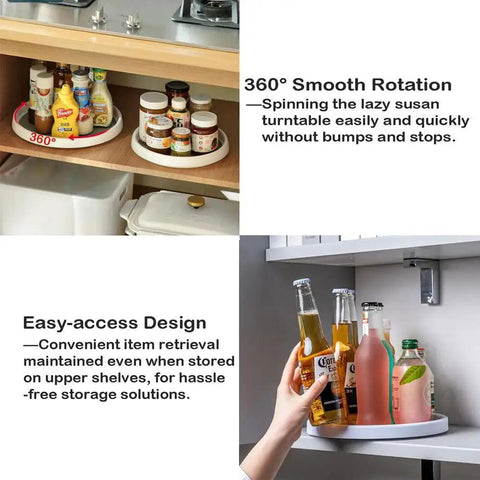 10 Inch Lazy Susan Turntable For Kitchen Cabinets And Refrigerators Pantry Organizer And Spice Rack with various bottles
