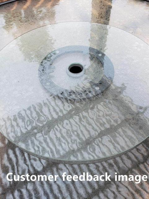 Top view of 10 Inch Heavy Duty Lazy Susan Hardware Plastic Rotating Turntable Bearing on tabletop, showing steel ball bearings.