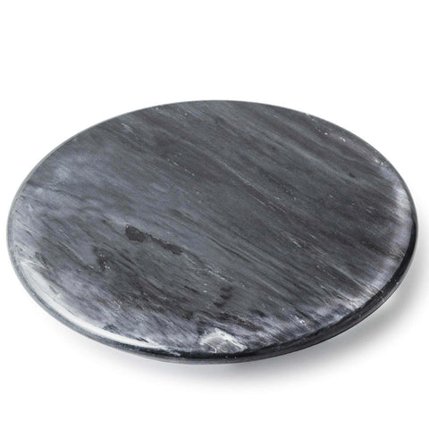 10 inch marble lazy susan turntable with aluminum bearing, smooth silent rotating stone tray showing top view.