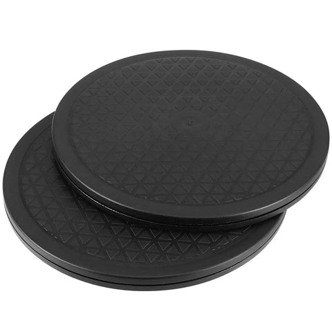 Black 4 Pack 10 Inch Rotating Swivel Turntables with 360 Degree Rotation and Steel Ball Bearings, stackable view.