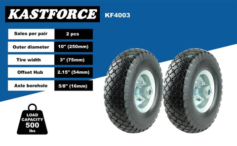 ✝️ Kf4003 twin pack 10-inch solid rubber tire wheels replacement 3.00-4 tires wheels flat free with 5/8 inch bearings