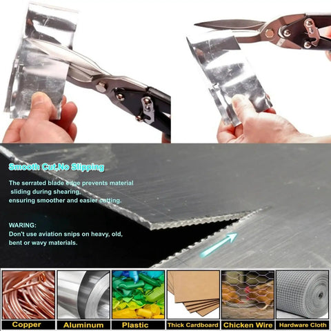 10 Inch Tin Snips Heavy Duty Chrome Vanadium Steel Metal Cutter Shears cutting sheet metal with serrated edges for stable grip