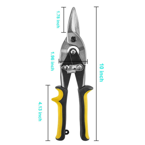 10 Inch Tin Snips Heavy Duty Chrome Vanadium Steel Metal Cutter Shears For Cutting Sheet Metal With Straight And Curved Cuts
