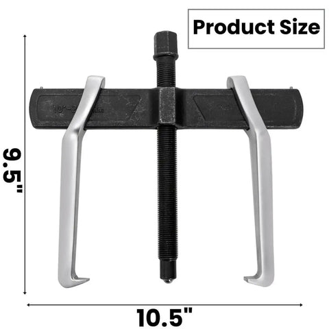 Front view of 2 Jaw Gear Puller, 10 Inch Two Claw Gear Puller Tool, Heavy Duty Steel Bearing Puller for Flywheels and Industrial Removal, adjustable