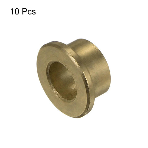 Ten Pieces Flange Sleeve Bearings 8mm Bore Self Lubricating Sintered Bronze Bushing shown from side angle