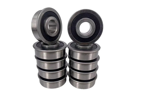 10 Pack Flanged Ball Bearings Half Inch Bore By One And Three Eighths Inch Outer Diameter for lawn mowers displayed in two stacks