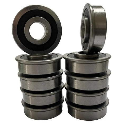 10 Pack Flanged Ball Bearings Half Inch Bore By One And Three Eighths Inch Outer Diameter for Lawn Mowers and Garden Gear
