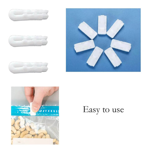 10 Pack Sealing Clip Zipper With Sliding Grip Airtight Vacuum Storage Bags Seals for fresh food in use and display