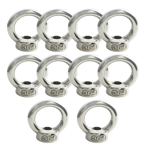 10 Pack M3 Stainless Steel Lifting Eye Nuts With Shoulder Ring For Rigging And Lifting 304 Stainless Metric Thread, Multiple Nuts