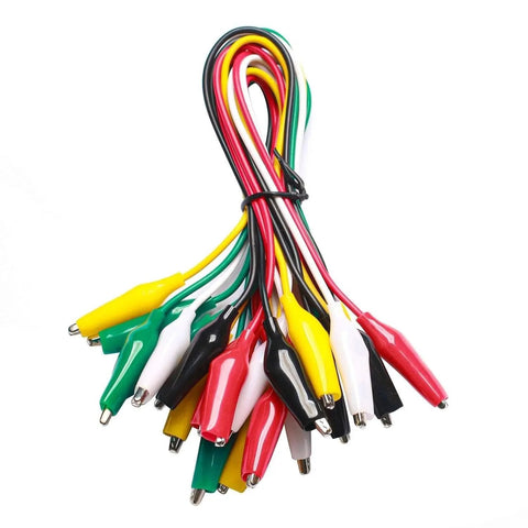Bundled 10 Pieces and 5 Colors Test Lead Set & Alligator Clips, 20.5 inches / 22 AWG Copper Wire. Clips soldered to wires.