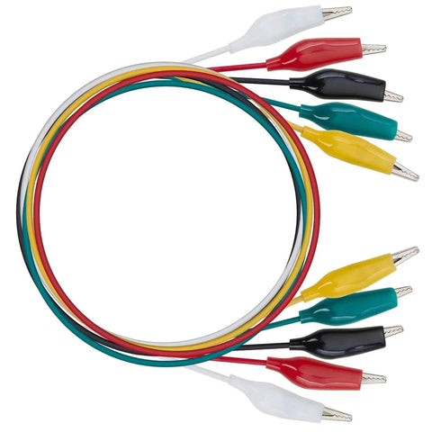 10 Pieces and 5 Colors Test Lead Set & Alligator Clips,20.5 inches / 22 AWG Copper Wire soldered and stamped, various colors, coiled.