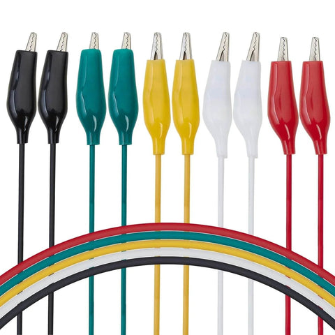 10 Pieces and 5 Colors Test Lead Set & Alligator Clips,20.5 inches / 22 AWG Copper Wire. The Clips soldered and Stamped to The Wires. (1 Pack)
