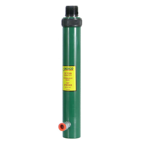 ✝️ 10 Ton Capacity 10" Stroke Hydraulic Ram - Green hydraulic cylinder with 10" stroke and 10-ton force rating for repair and equipment builds.