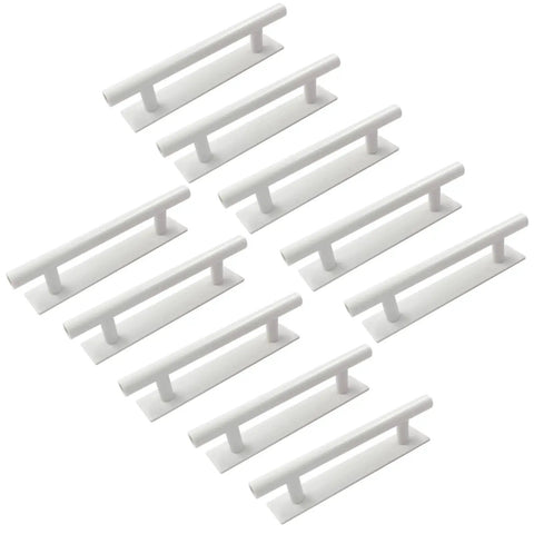 10 Pack White Self Adhesive Cabinet Handles 135mm 5.3 Inch Sturdy ABS Plastic Stick On Door Pulls For Kitchen Cabinets And Drawers Easy No Drill Installation Ideal For RTA Furniture And Flat Panel Cabinets