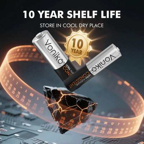 AA And AAA Battery Combo Pack 48 Count 24 AA 24 AAA Alkaline 1.5V Shelf Life with 10-year shelf life on display.