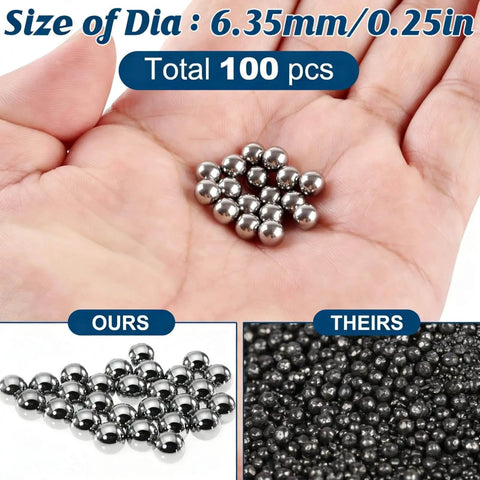 100 Piece G25 Precision Chrome Steel Bearing Balls Hardened And Mirror Polished One Quarter Inch 6 35 Millimeter For Bearings
