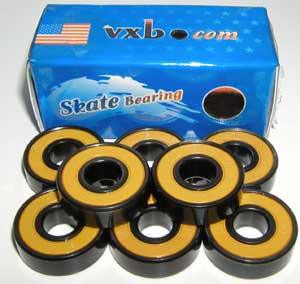 100 Sealed Skate/Fidget Bearing Black with Yellow Seals - VXB Ball Bearings