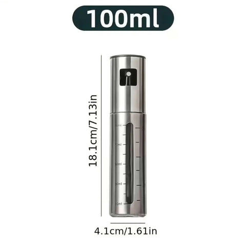 100ml Stainless Steel Olive Oil Spray Bottle Pro Grade Refillable Mister With Graduated Metal And Glass Design