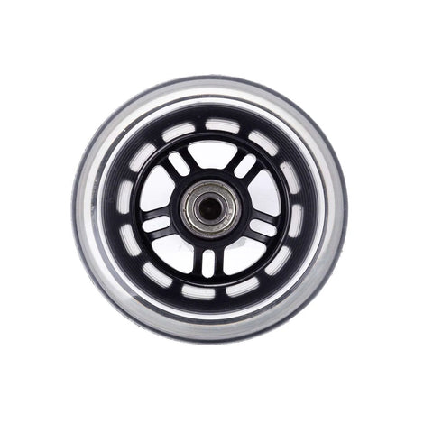 Close-up of 100mm Scooter Replacement Wheels Pair with Ball Bearings Black Pro Stunt Wheels for Smooth Fast Ride Compatible with Kids and Pro Scooters