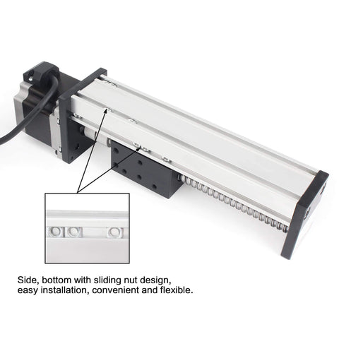 Cbx1605 100mm / 3.94" linear stage actuator with square linear slide rail and 1605 ballscrew motorized xy xyz linear stage table