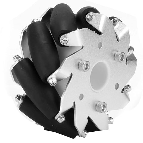 4pcs 100mm Mecanum Wheel Set for Robot Car with Aluminum Alloy Frame and Durable Steel Rollers, Omni Directional Movement