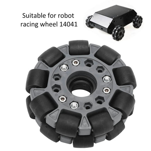 100mm Omni Wheel with double row roller design featuring nylon body rubber rollers for robot racing RC cars model 14041