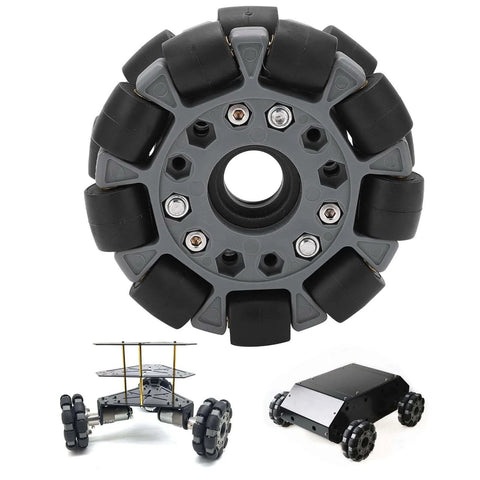 Omni Wheel for Robot 100mm 360 Degree Omnidirectional Plastic Wheel, 20KG Load Capacity Double Omni Wheel with Rubber Rollers