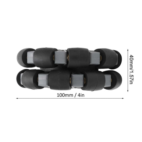 Side view of Omni Wheel for Robot 100mm 360 Degree Omnidirectional Plastic Wheel with rubber rollers and brass bearings.
