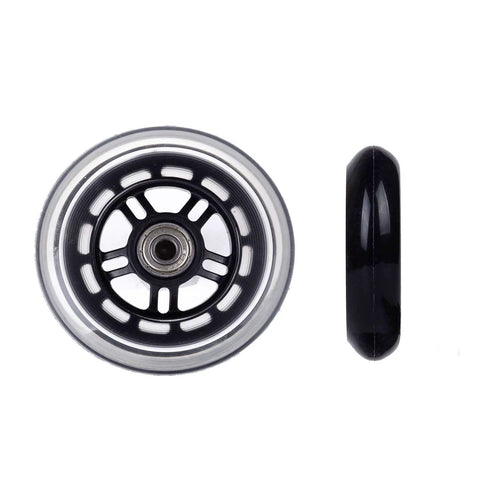 Front and side view of 100mm Scooter Replacement Wheels Pair with Ball Bearings Black Pro Stunt Wheels for Smooth Fast Ride