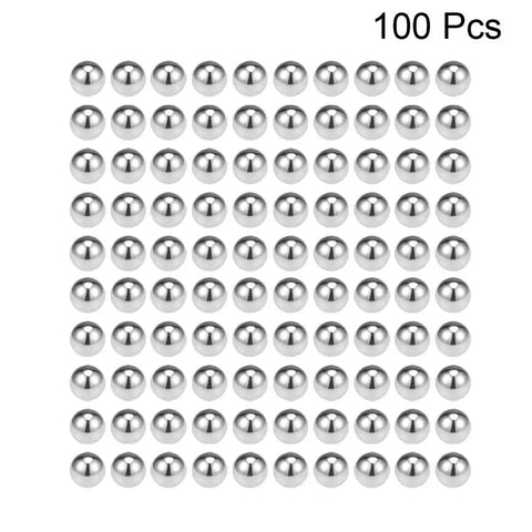 Image of 3.5mm Bearing Balls in 304 Stainless Steel G100 Precision Grade, 100 Piece Set With Smooth Surface Finish and Excellent Corrosion Resistance for Bearings, Pistons, and Linear Motion in Robotics and Machinery by uxcell, arranged in a grid pattern.