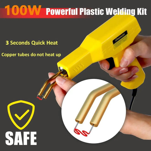 2 In 1 Plastic Welder Kit For Car Bumpers And Home Repairs With Hot Stapler Includes Iron Rods Metal Mesh Abrasive Paper Aluminum Tape