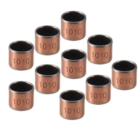 10 Pcs 1010 Sleeve Bearings Self Lubricating Wrapped Oilless Plain Bearings For Sliding Machinery Applications, 10mm Bore, Bronze Sintered