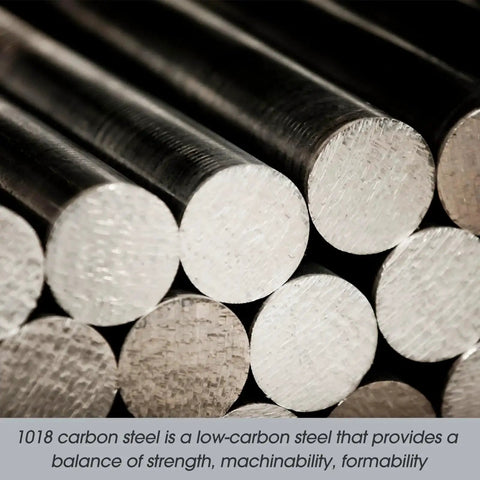 Stack of unpolished 1018 carbon steel round rods, two pack 12 inch long 0.625 inch diameter, ideal for shafts and gears.