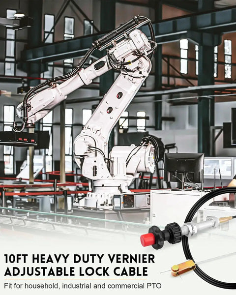Heavy Duty Vernier Locking Throttle Cable Delivers Precise Throttle Control And Secure Locking For PTO And Dump Systems in an industrial setting