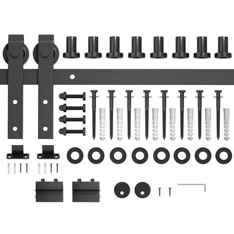 10FT Sliding Barn Door Hardware Kit for Single Doors up to 60 Inch, heavy duty carbon steel track, complete hardware set