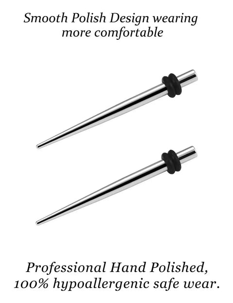 10G Ear Gauges Stretching Kit With 316L Surgical Steel Tapers And Insertion Pins Includes 2 Pieces, smooth polished
