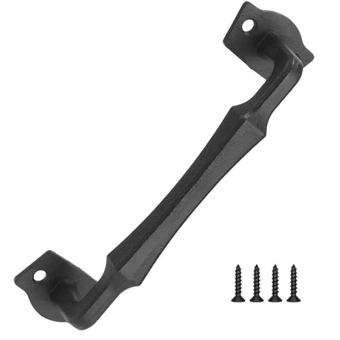 10 Inch Sliding Barn Door Handle Hardware In Matte Black Cast Iron Rustic Barn Door Pull With Mounting Screws Visible