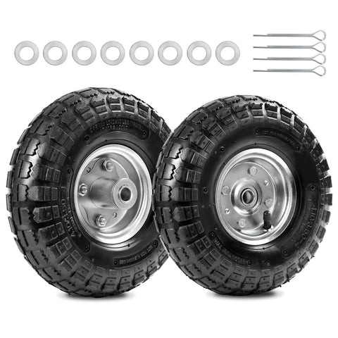 ✝️ 10" heavy-duty replacement tires, 4.10/3.50-4" for gorilla carts, hand trucks, lawn mowers; includes washers and pins