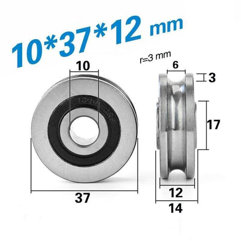 10mm Bore Sealed U-Groove Track Roller Pulley Bearing 10x37x12mm