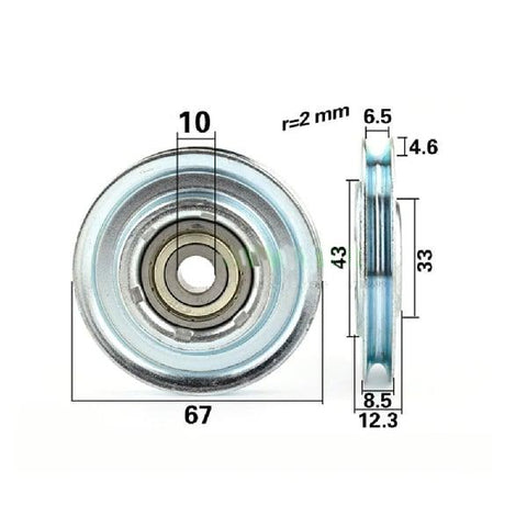 10mm Bore U-Groove Bearing - 67mm Steel Wire Rope Cable Track Pulley 10x67x8.5mm