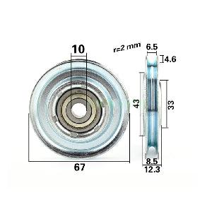 10mm Bore U-Groove Bearing - 67mm Steel Wire Rope Cable Track Pulley 10x67x8.5mm