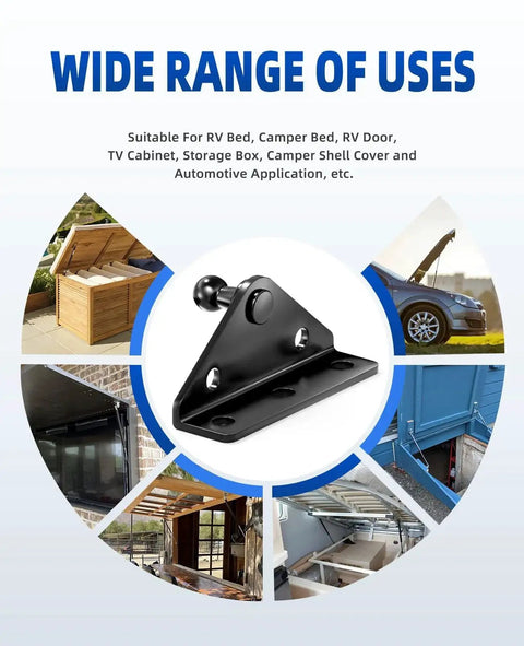 10Mm Ball Stud Gas Strut Mounting Brackets Set Of 4 Includes 16 Screws application examples with single bracket close-up.