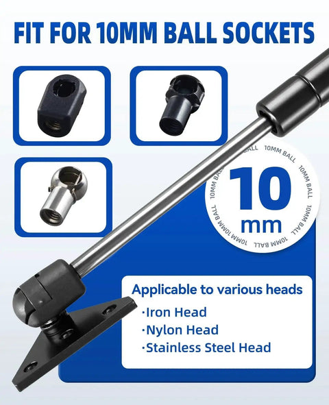 10Mm Ball Stud Gas Strut Mounting Brackets Set Of 4 Includes 16 Screws For Universal Lift Supports Shocks And Spring Kits, fit image
