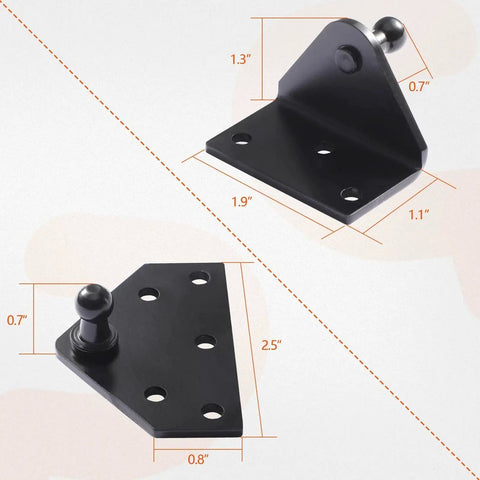 10mm Ball Stud Mounting Brackets Kit With Two Angled L-Type Mounts And Two Flat-Type Mounts Includes 16 Screws Widened Ball Stud Mounts
