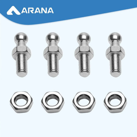 10mm Ball Studs With Hardware For Gas Struts And Lift Supports, 5/16-18 Thread, Carbon Steel Galvanized, 4 studs and bolts