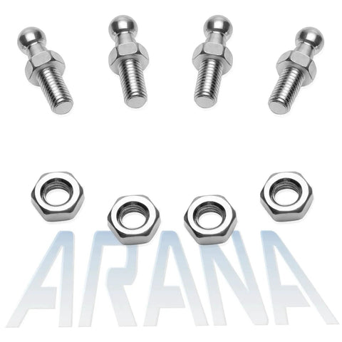 10mm Ball Studs With Hardware For Gas Struts And Lift Supports, 5/16-18 Thread, 5/8-Inch Long Shank, Carbon Steel Galvanized
