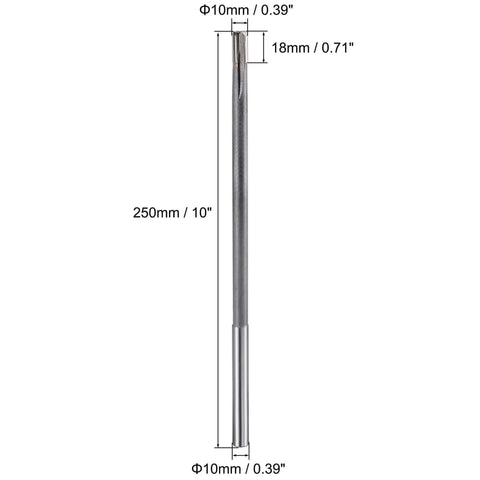 10mm Chucking Reamer With Carbide Tip H7 For Lathe And Milling 250mm 10 Inch Length Straight Flute Durable High Speed Steel Body