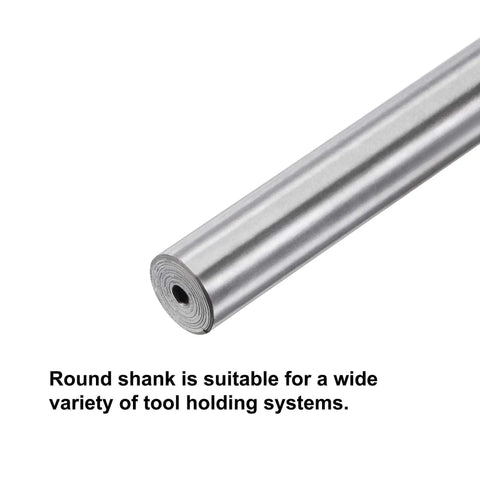 Close-up of 10mm Chucking Reamer With Carbide Tip H7 For Lathe And Milling 250mm, showing round shank for tool holding systems.
