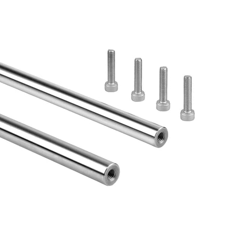 10mm Chrome Plated Linear Rods 300mm Long, 2pcs Solid Linear Motion Shafts with M5 Internal Threaded Ends, visible with mounting bolts