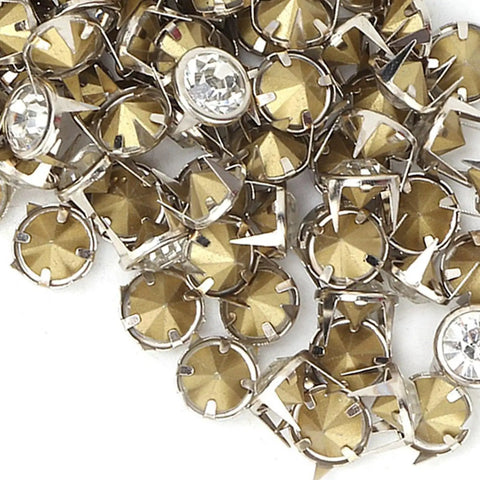 Pile of 10 Mm Metal Studs And Claw Rivets Set For Clothing And Fabric Crafting, 100 Pcs with electroplated finish